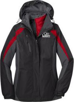Ladies Colorblock 3-in-1 Jacket, Black/Red